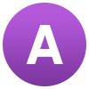 an circular purple icon with an A within