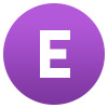 an circular purple icon with an E within