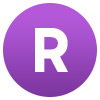 an circular purple icon with an R within