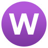 an circular purple icon with a W within